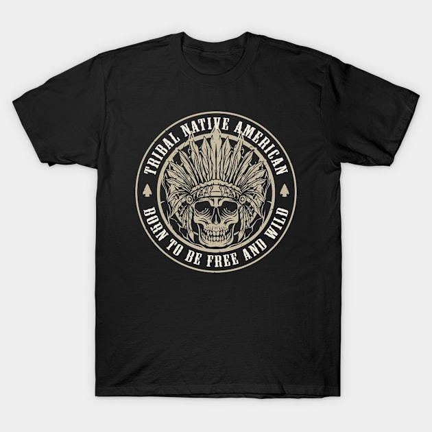 Indian Native American Chief Skull T-Shirt by Macphisto Shirts